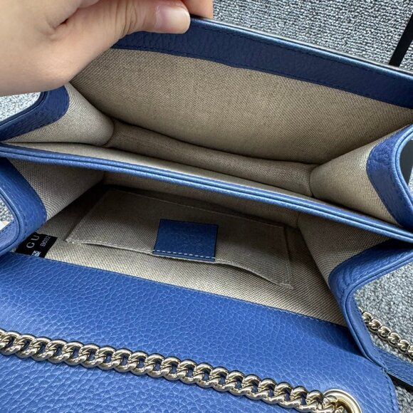 GUCCI Interlocking G Blue Leather Shoulder Bag 650-081525 - Picture 12 of 15